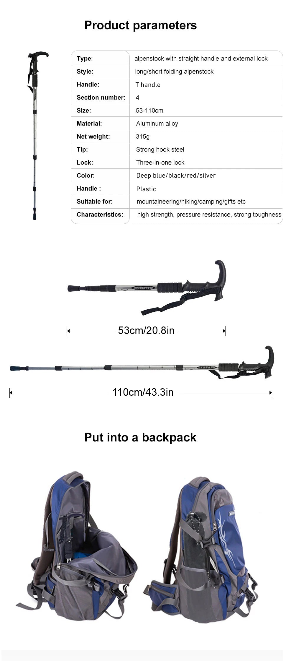IronClimb™ 4-Section Folding Trekking Pole – Built to Pack. Ready to Rise.