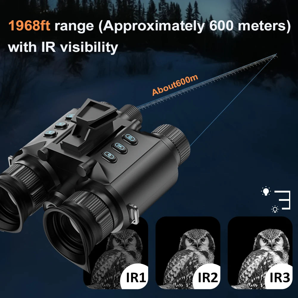 4K Night Vision Binoculars Goggles Head Mounted 8x Digital Zoom Telescope Infrared Tactical Flashlight Helmet Camping Hunting