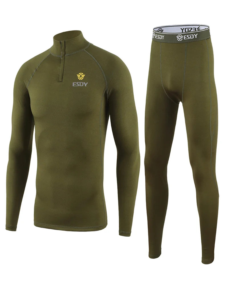 New Outdoor Sports Underwear Set – Camo Long-Sleeve Top & Pants