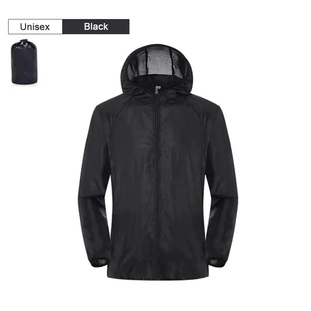 Camping Rain Jacket – Unisex Waterproof Sun Protection Windbreaker