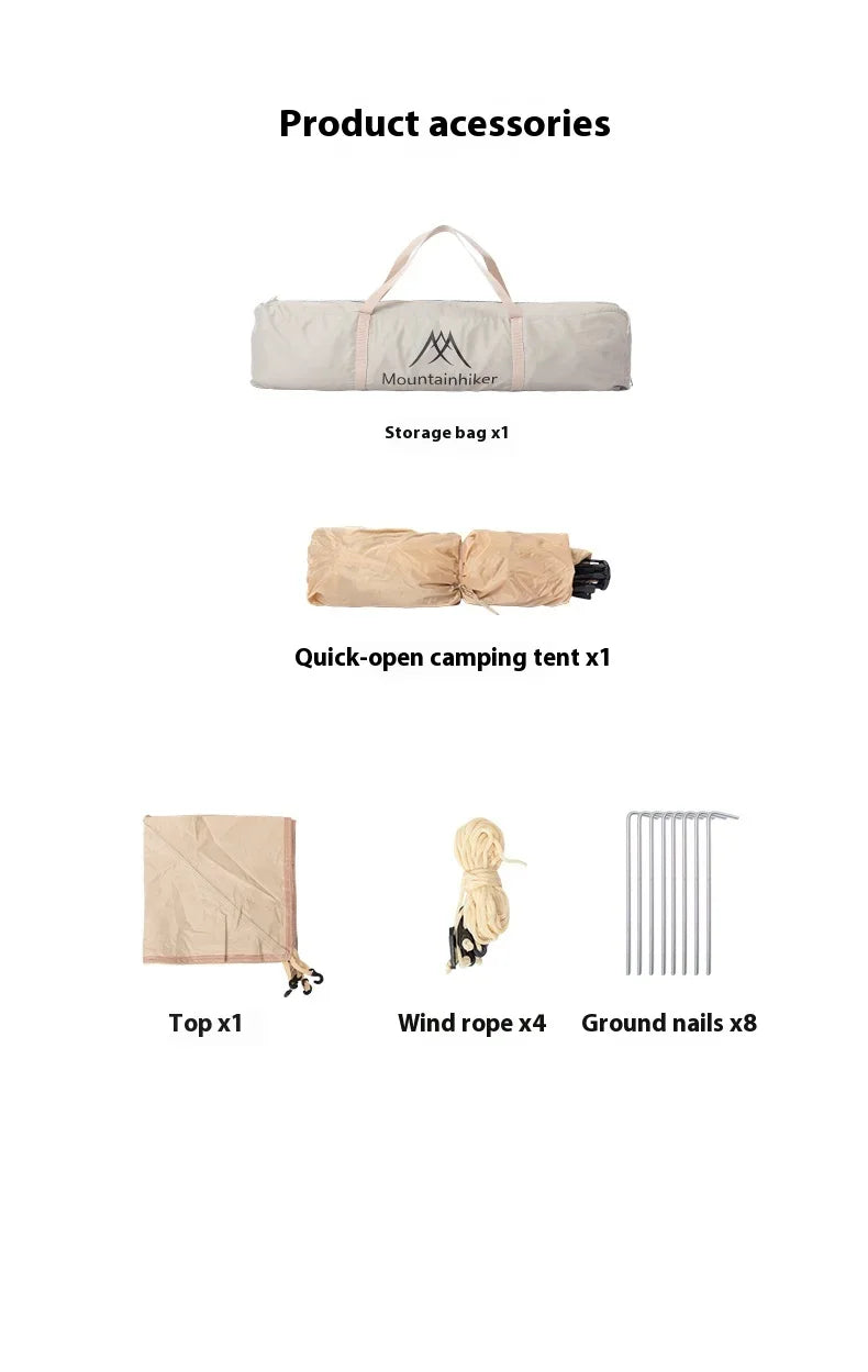 MOUNTAINHIKER Outdoor Tent – Fully Automatic, Quick-Opening, Rainproof & Sun-Resistant (3-4 Person)