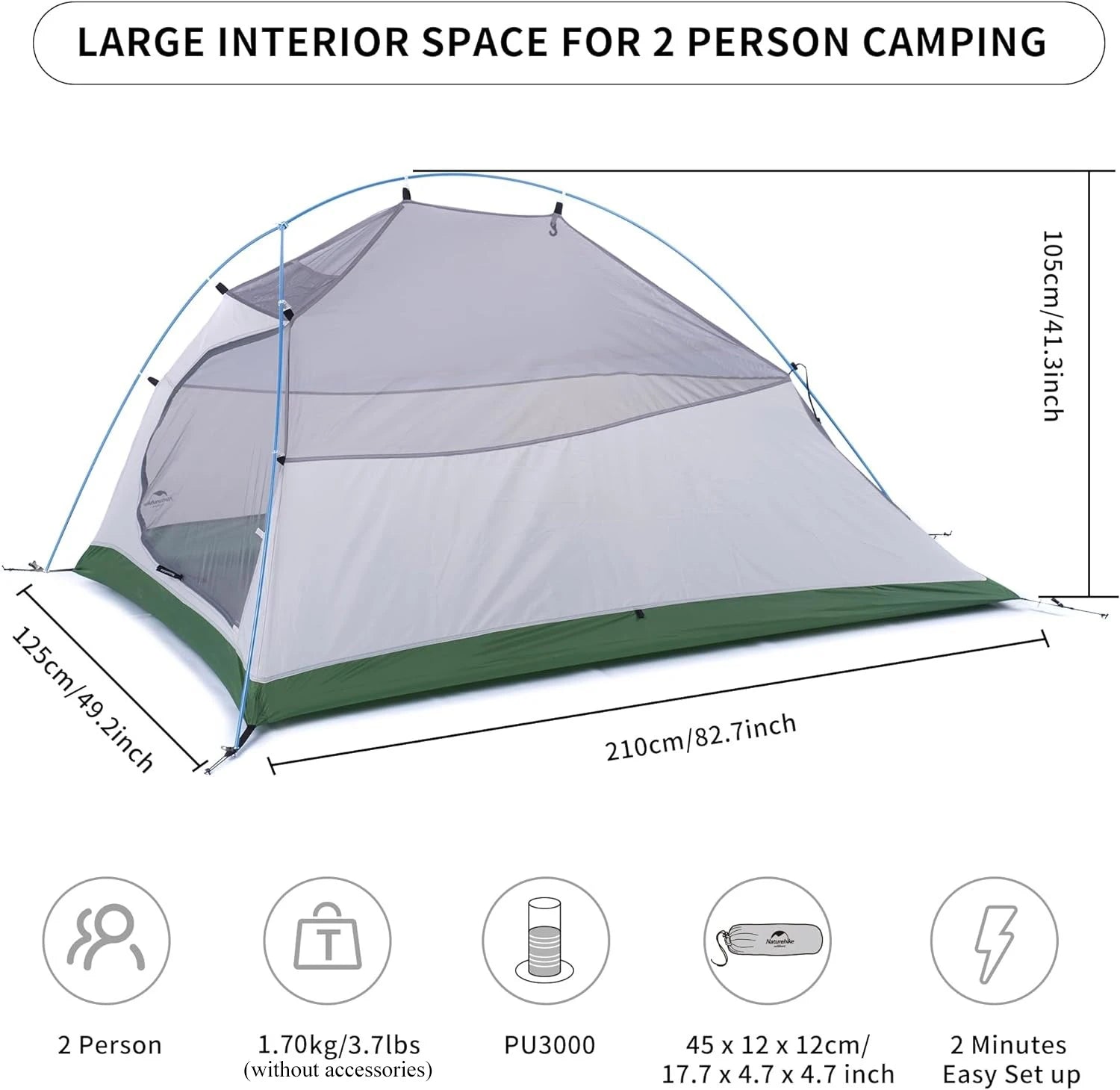 Naturehike Cloud Up – Ultralight 2-Person Camping Tent | Waterproof & Easy Setup