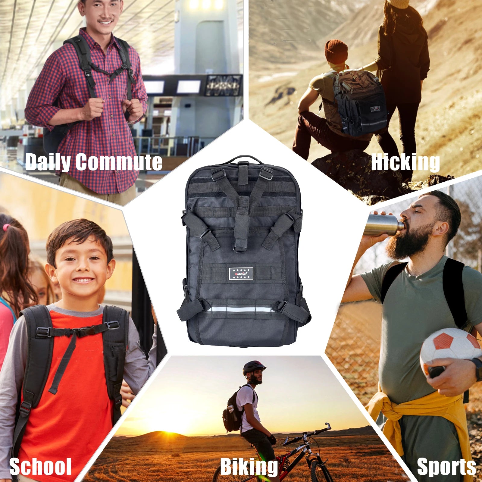 Motorcycle Helmet Backpack Waterproof Large Capacity for Riders Military Molle Systerm Riding Hiking Camping Cycling Accessories