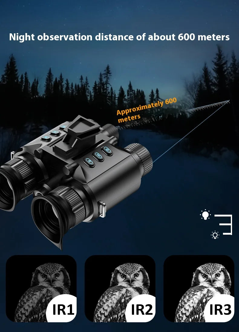 4K Night Vision Binoculars Goggles Head Mounted 8x Digital Zoom Telescope Infrared Tactical Flashlight Helmet Camping Hunting
