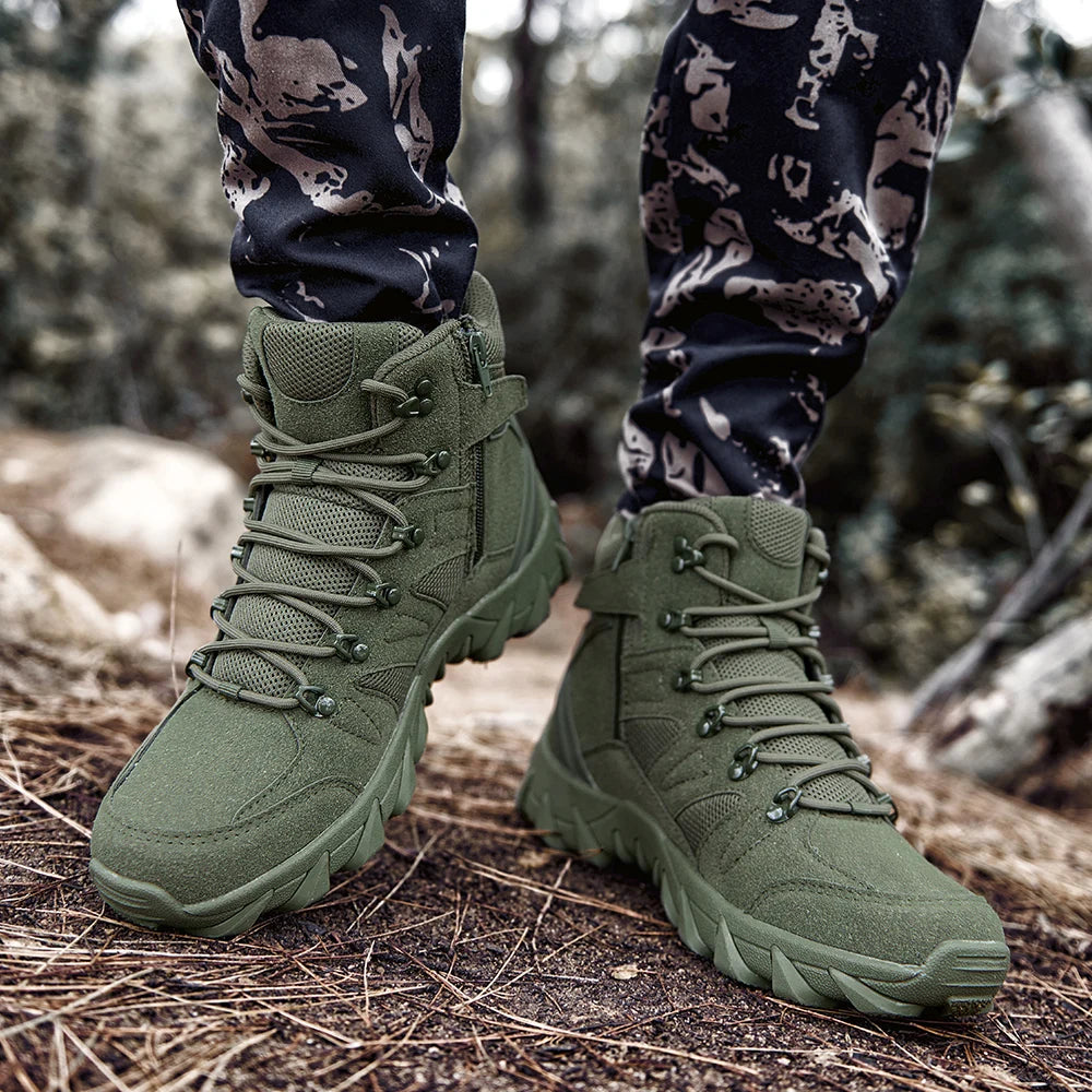 Men’s Tactical Hiking Boots – Military-Style Outdoor Boots with Side Zippers