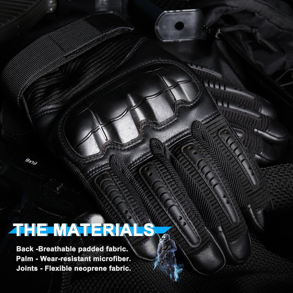 Tactical Gloves Touch Screen PU Leather Outdoor Cycling Sport Hiking Camping Hunting Shooting Bicycle Motorcycle Protective Gear