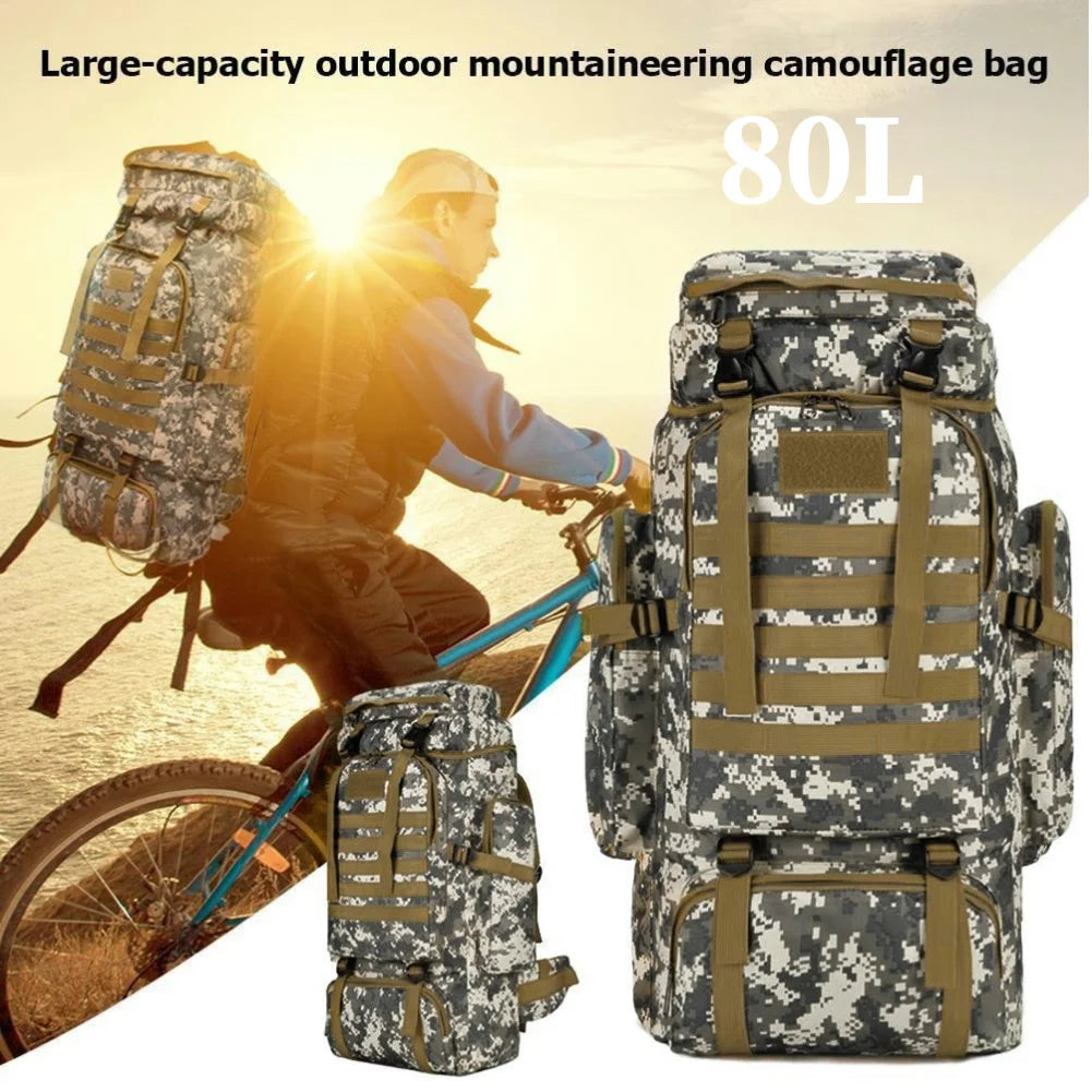 80L Mountaineering Backpack – Large Capacity Waterproof Military Hiking Bag for Men