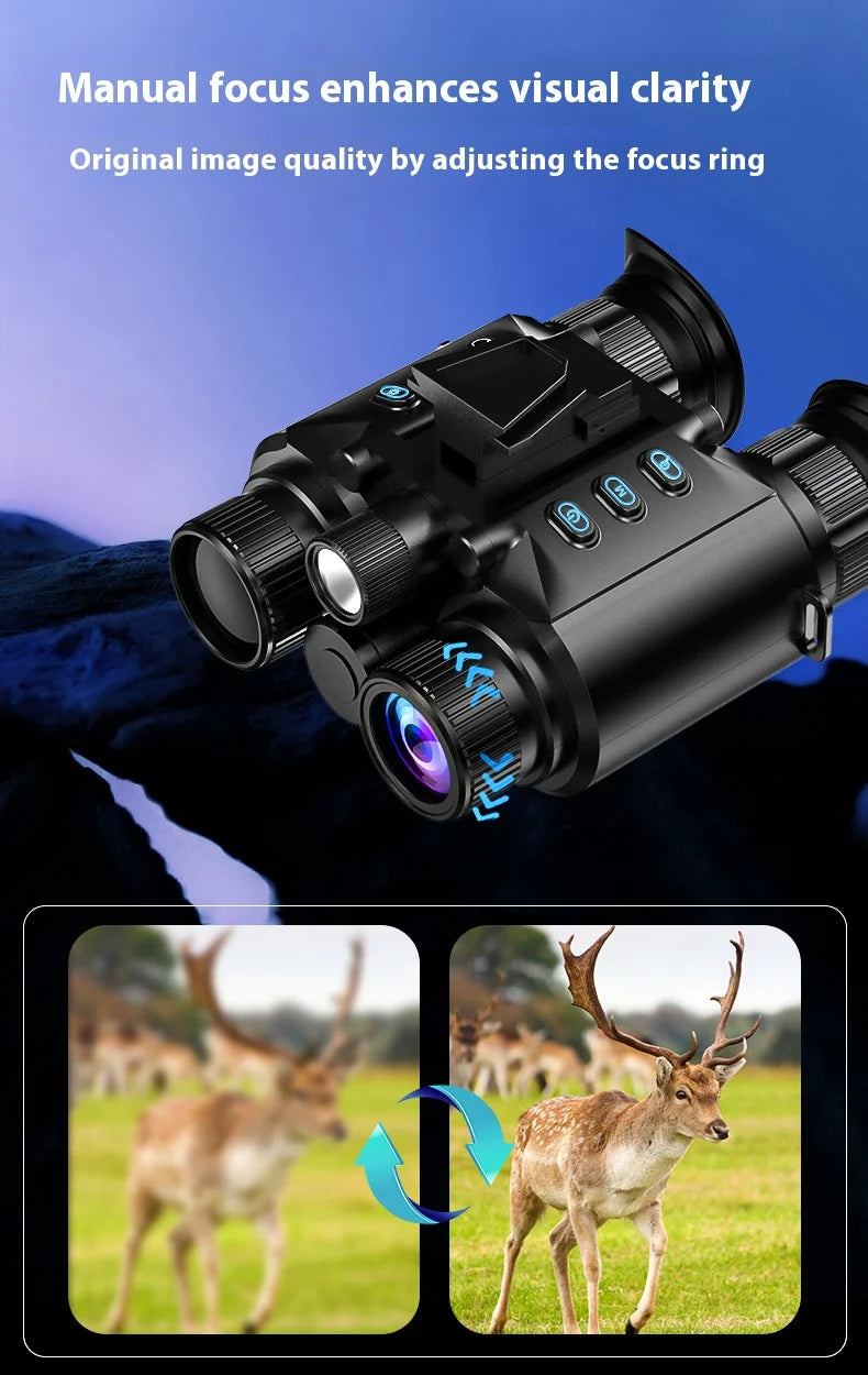 4K Night Vision Binoculars Goggles Head Mounted 8x Digital Zoom Telescope Infrared Tactical Flashlight Helmet Camping Hunting