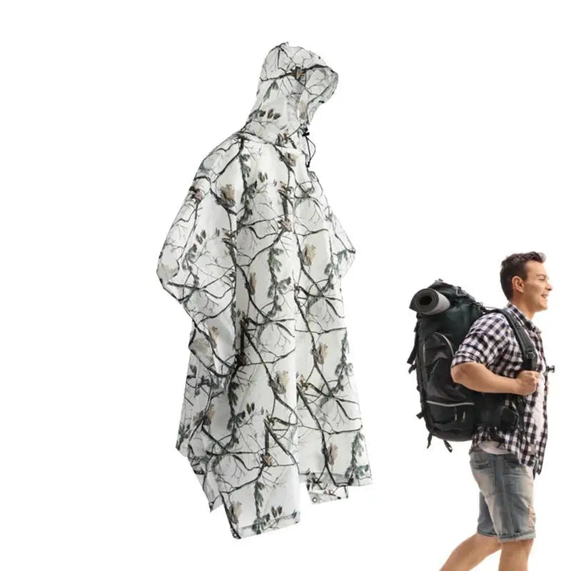 3 In 1 Raincoat Backpack Rain Cover Rain Coat Hood Hiking Cycling Rain Cover Poncho Raincoat Waterproof Outdoor Camping Tent Mat