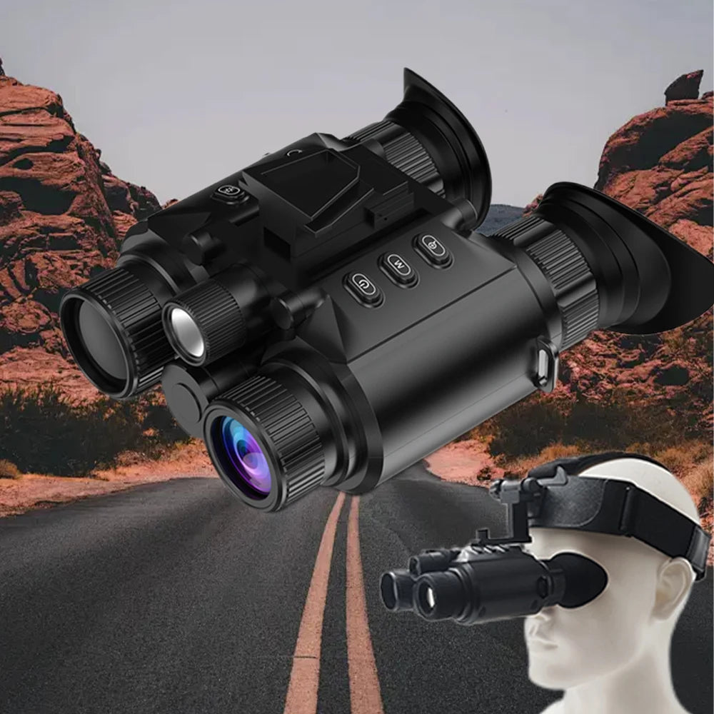 4K Night Vision Binoculars Goggles Head Mounted 8x Digital Zoom Telescope Infrared Tactical Flashlight Helmet Camping Hunting