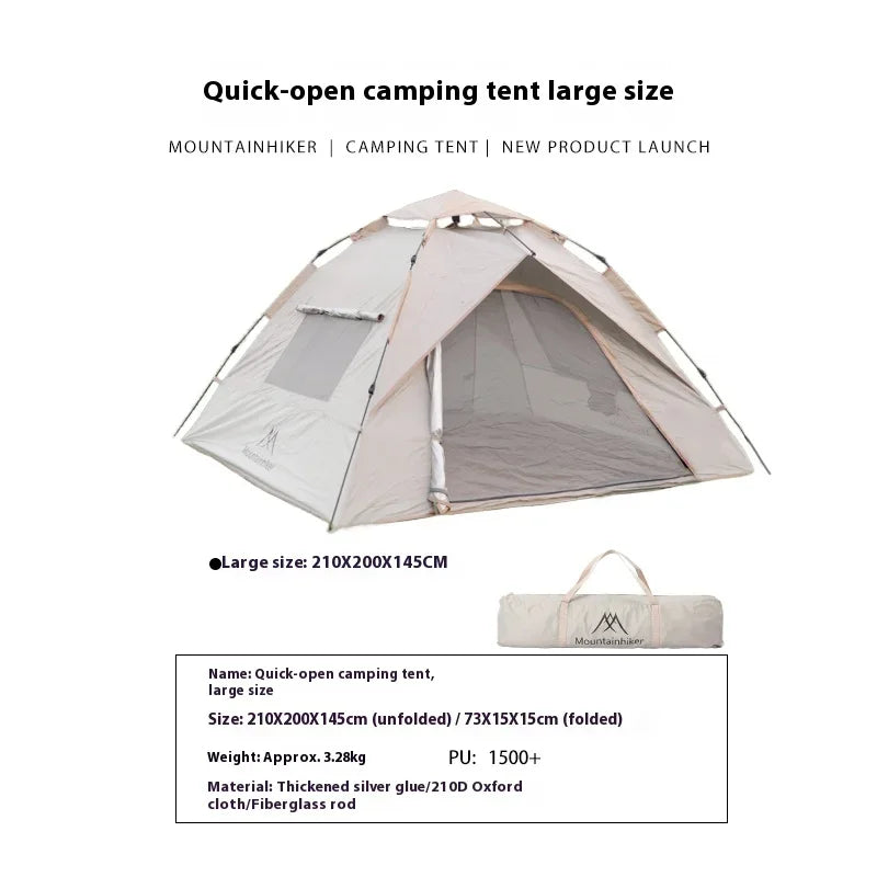 MOUNTAINHIKER Outdoor Tent – Fully Automatic, Quick-Opening, Rainproof & Sun-Resistant (3-4 Person)