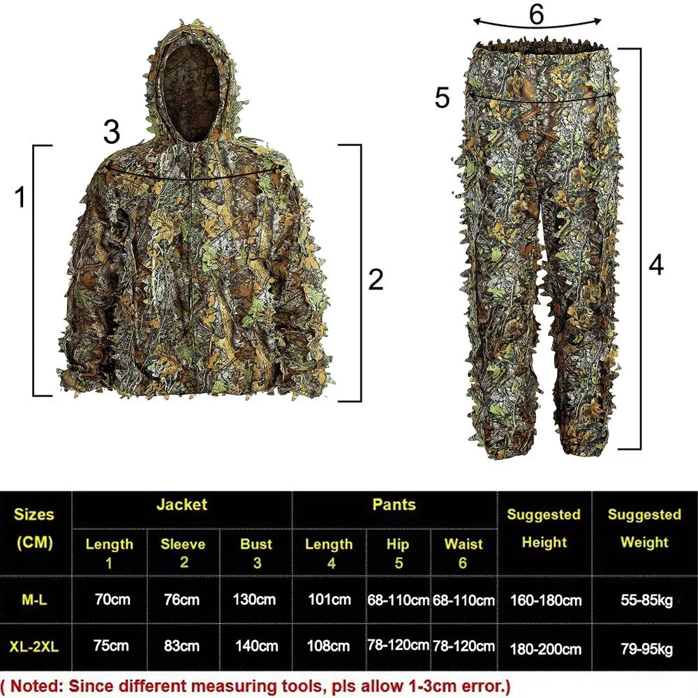 Ghillie Suit for Men, Women & Kids – 3D Leafy Bionic Camouflage
