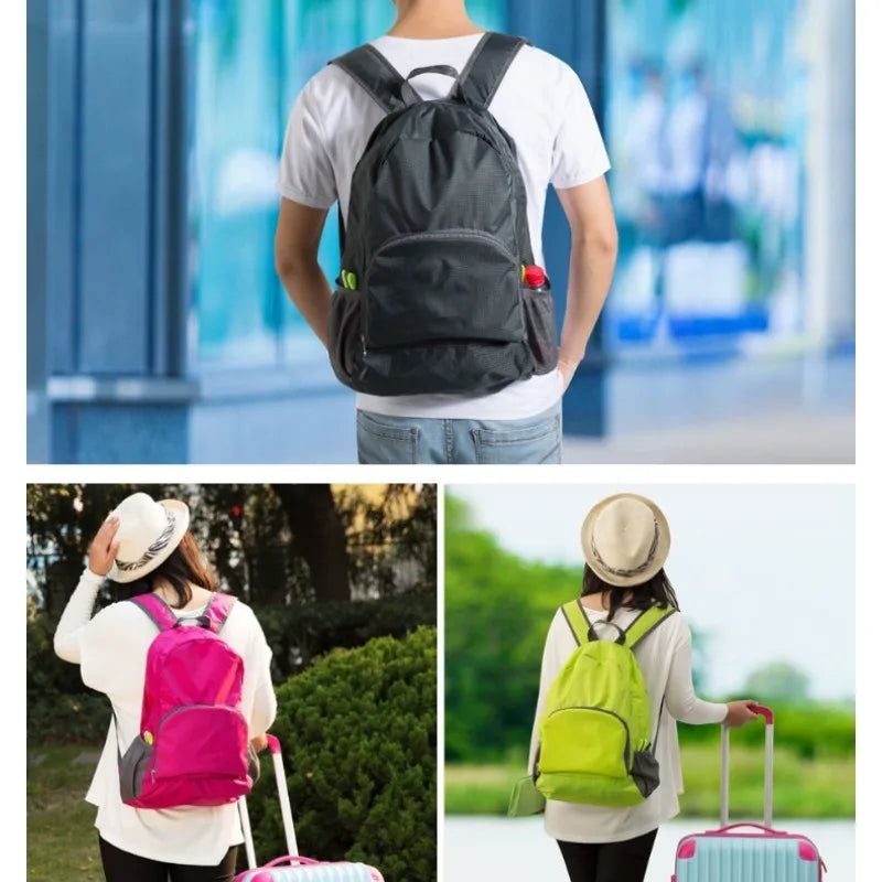 1pc Outdoor Waterproof Foldable Mountain Backpack High-Capacity Wear-Resisting Hike Travel School Cycling Nylon Camping Storage
