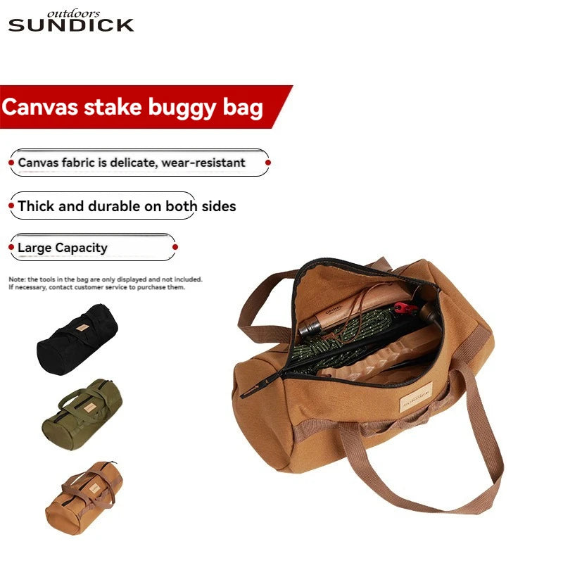 Camping Tent Ground Nail Bag Cylindrical Storage Backpack Portable Miscellaneous Pouch Outdoor Storage Toolkit Hiking Accessorie