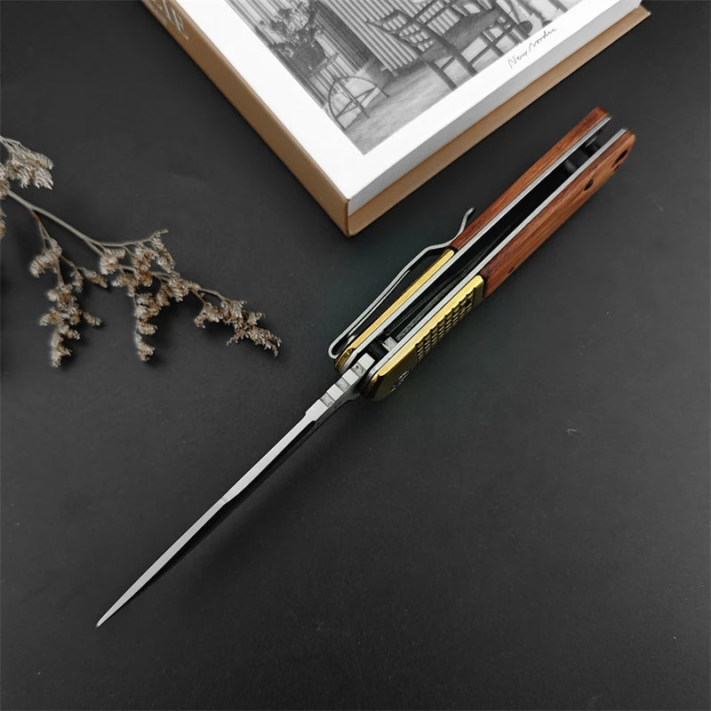 Camping DA96 Folding Knife Fishing Fruit Knife Brass+Colorful Wood Handle Hunting Self Defense Rescue EDC Folding Knife