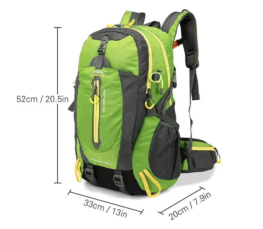40L waterproof travel backpack, camping and hiking laptop bag, hiking backpack, men's and women's hiking backpack
