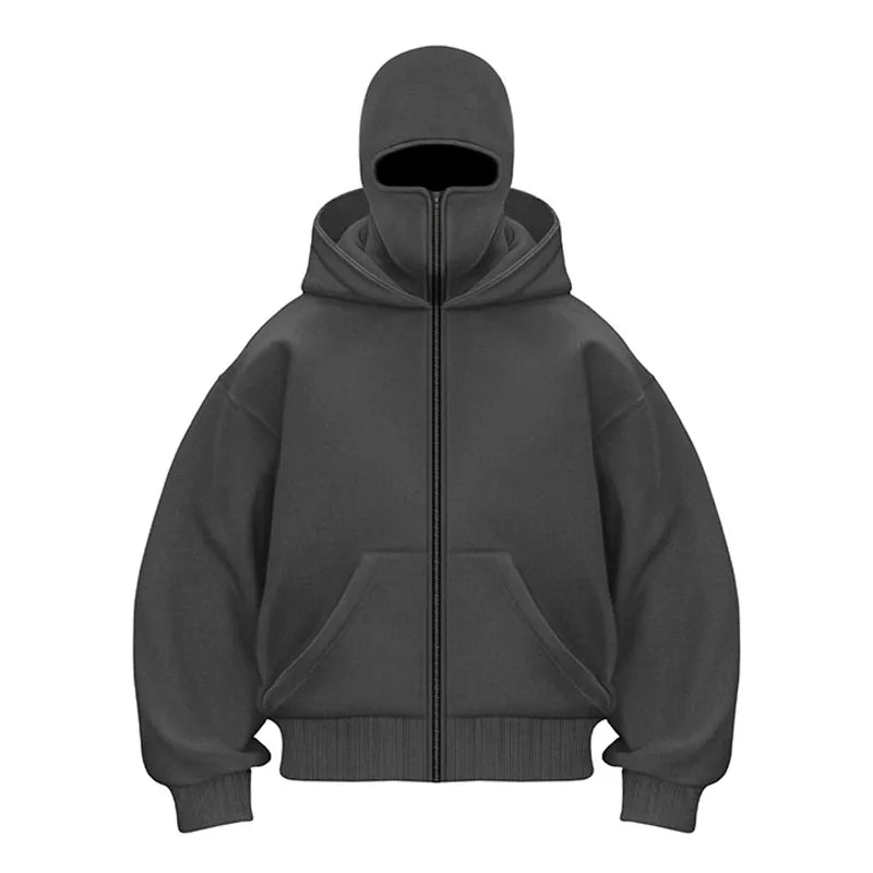 ShadowNinja – Y2K Gothic Double-Hood Winter Hoodie