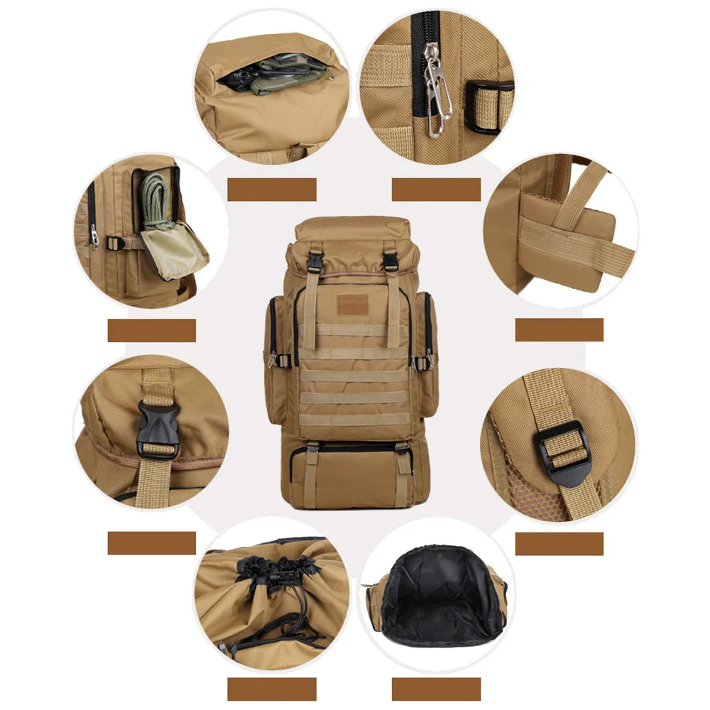 Large Capacity Hiking Backpack – Canvas Outdoor Tactical Rucksack