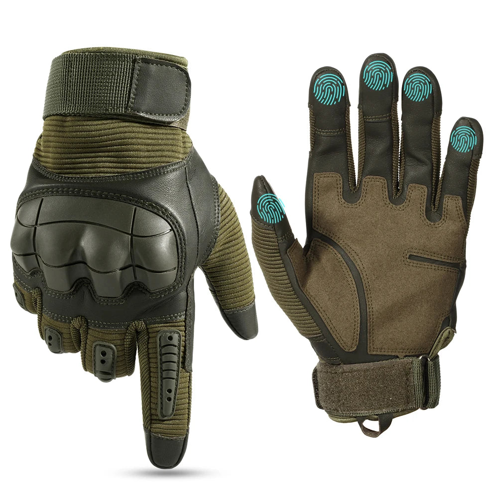 Tactical Gloves Touch Screen PU Leather Outdoor Cycling Sport Hiking Camping Hunting Shooting Bicycle Motorcycle Protective Gear