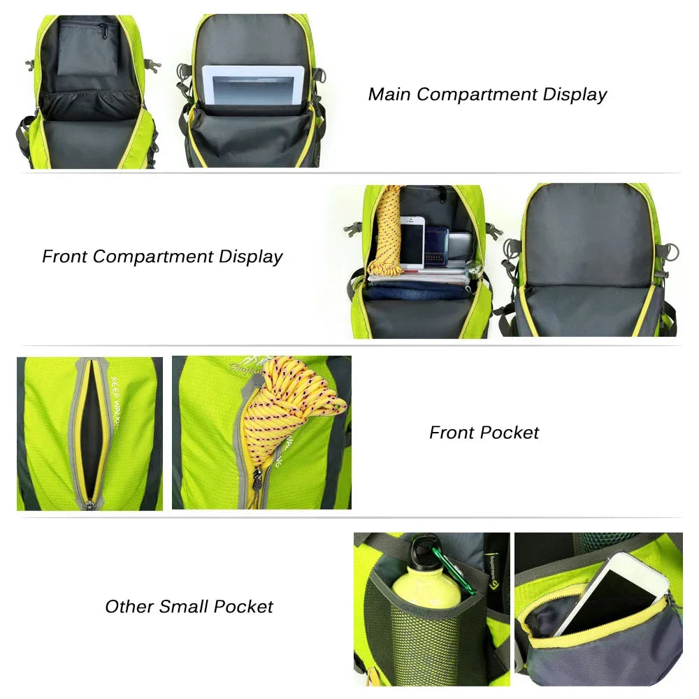 40L waterproof travel backpack, camping and hiking laptop bag, hiking backpack, men's and women's hiking backpack