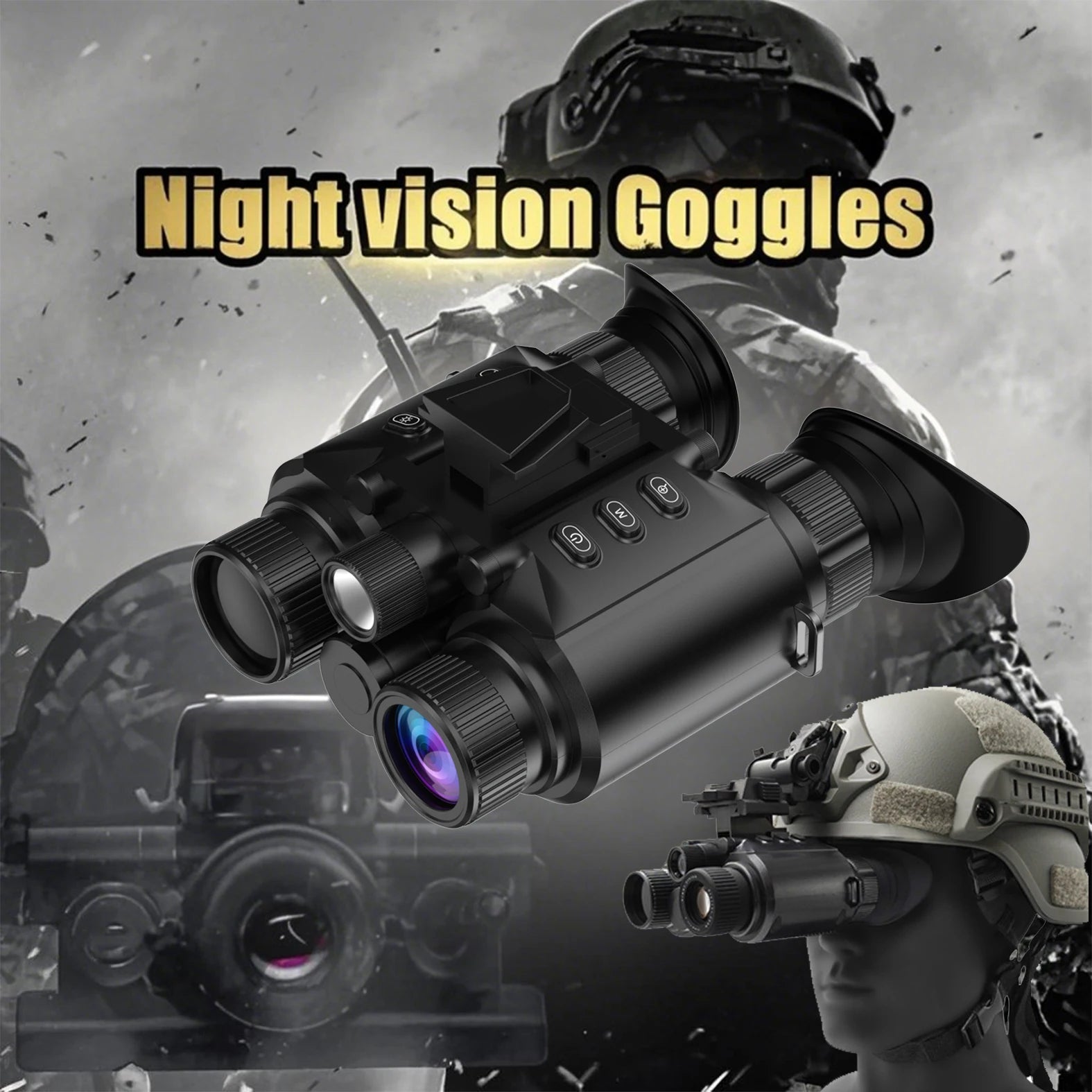 4K Night Vision Binoculars Goggles Head Mounted 8x Digital Zoom Telescope Infrared Tactical Flashlight Helmet Camping Hunting