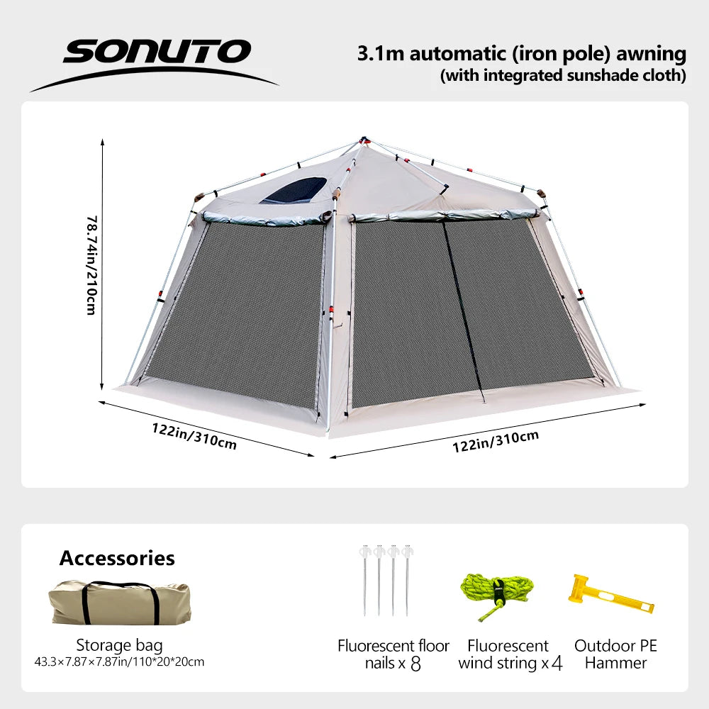 SummitShelter XL – 5-9 Person Waterproof Family Camping Tent | Sun Protection & Durable Oxford Fabric