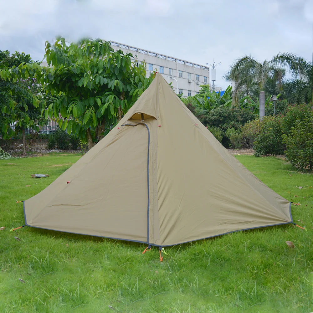 AeroPeak Silnylon Pyramid Tent – Ultralight Rodless Shelter for 3–4 People