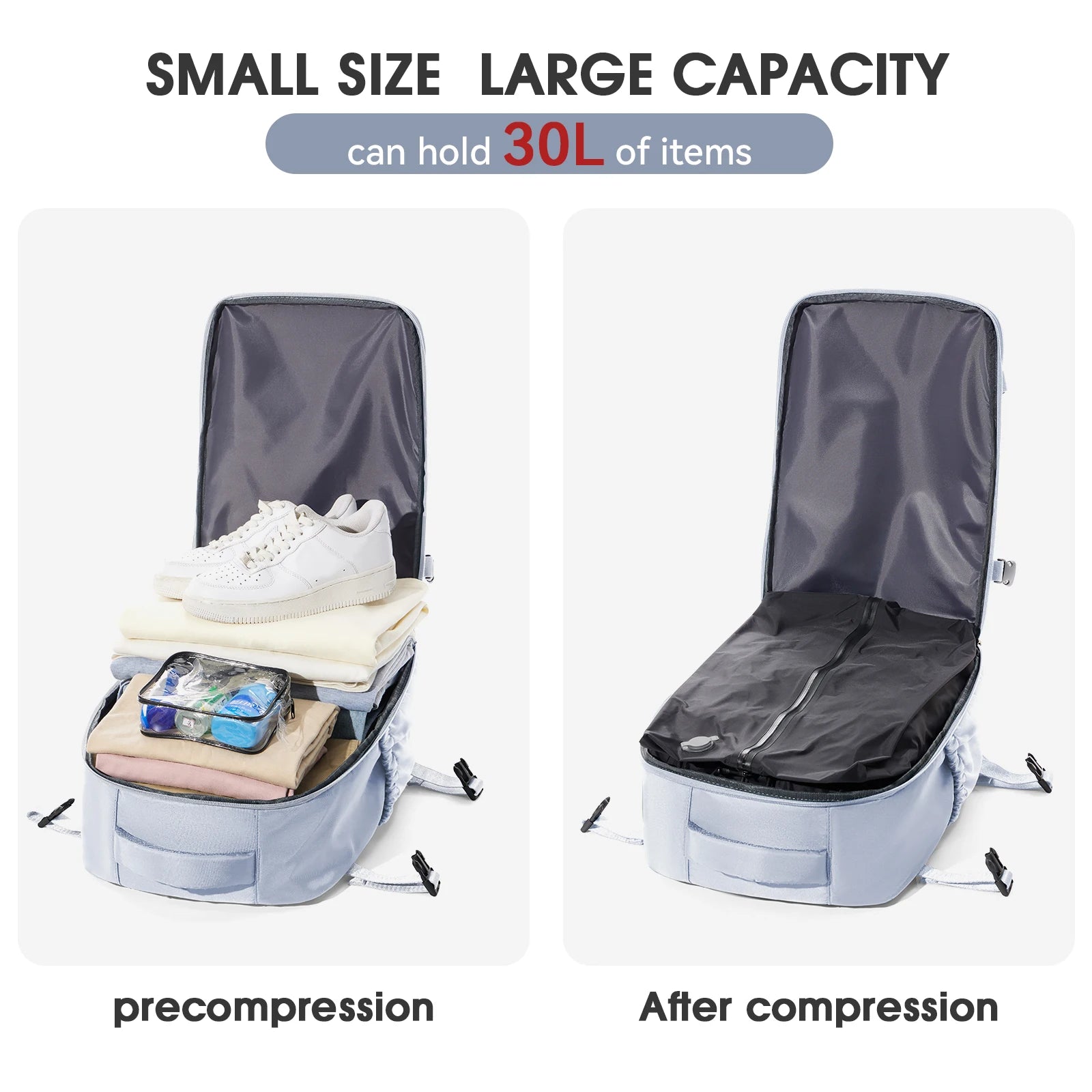 Camping Vacuum Travel Backpack For Women Men，Student Travel Cabin Vacuum Compression Backpack, 15.6 in laptop backpack Schoolbag