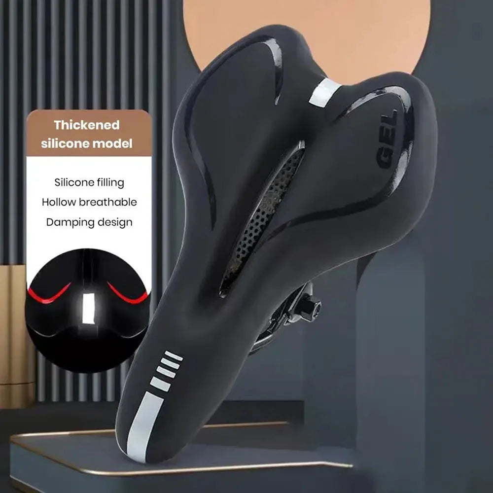Silicone Cushion Bike Saddle – PU Leather, Shockproof & Comfortable