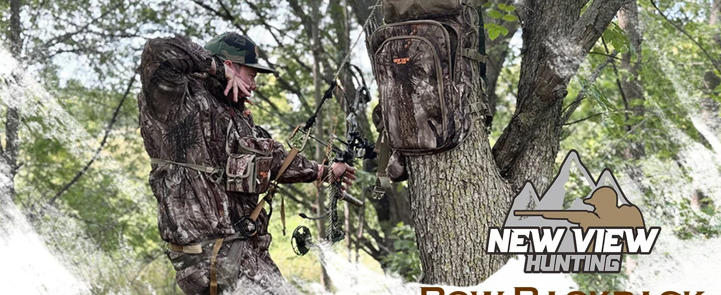 Bow Hunting Backpack for Men, Camo Compound Bag & Tree Saddle Back Pack with Bow Holder, for Elk Turkey Bear Deer