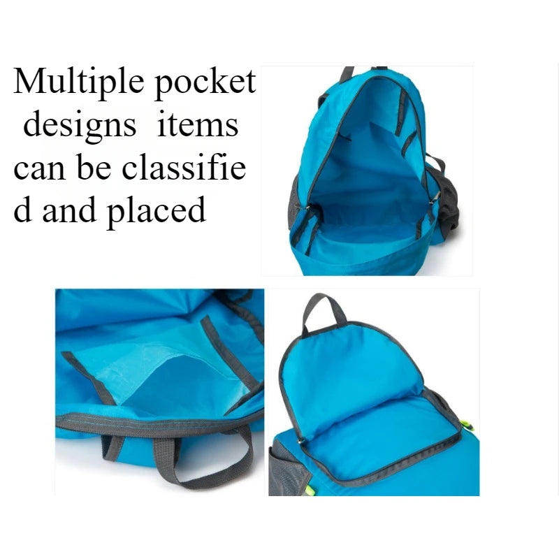 1pc Outdoor Waterproof Foldable Mountain Backpack High-Capacity Wear-Resisting Hike Travel School Cycling Nylon Camping Storage