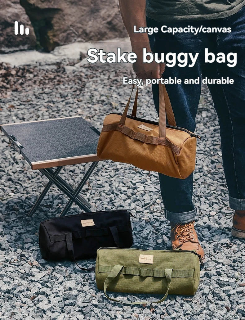 Camping Tent Ground Nail Bag Cylindrical Storage Backpack Portable Miscellaneous Pouch Outdoor Storage Toolkit Hiking Accessorie