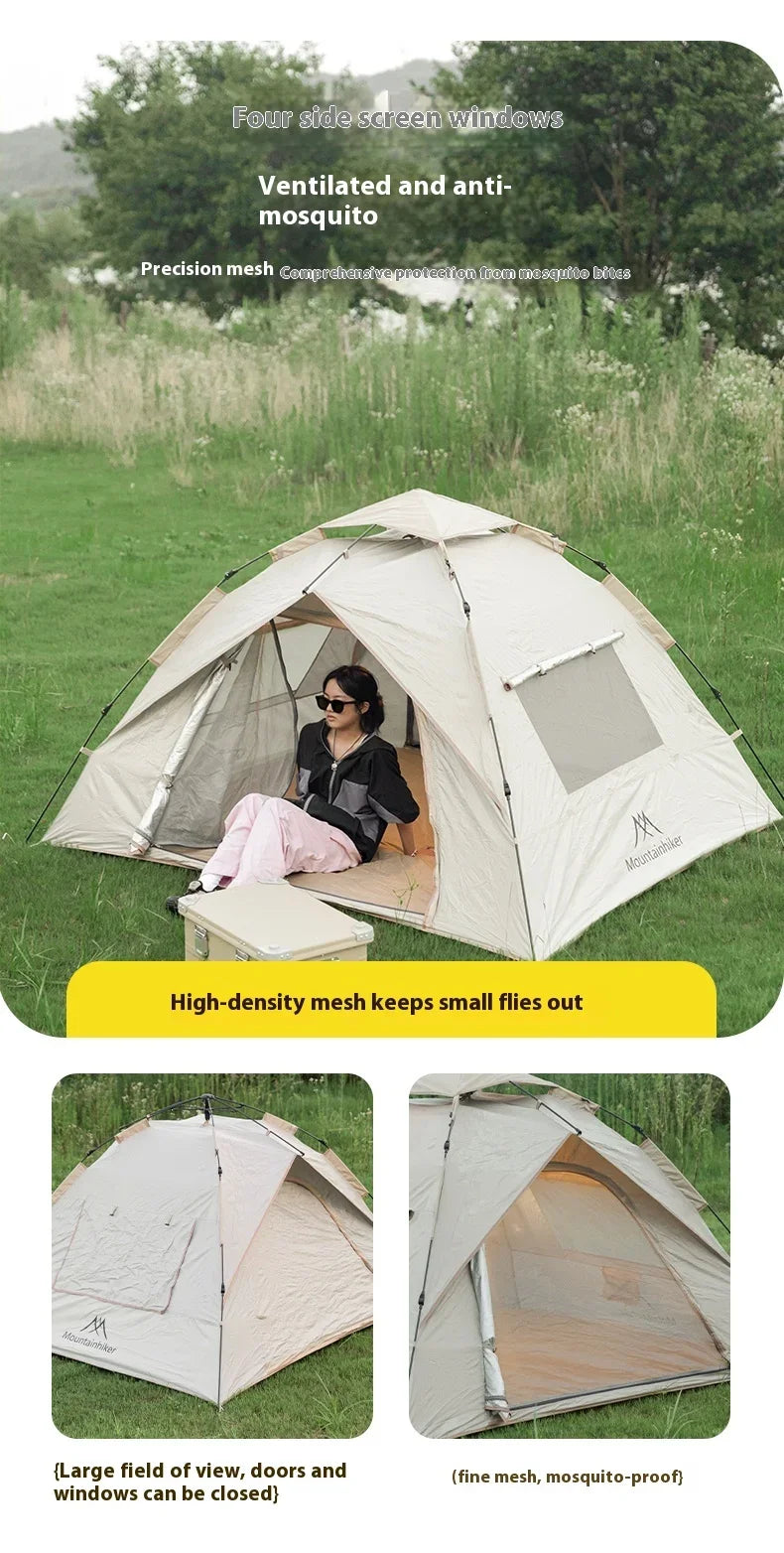 MOUNTAINHIKER Outdoor Tent – Fully Automatic, Quick-Opening, Rainproof & Sun-Resistant (3-4 Person)