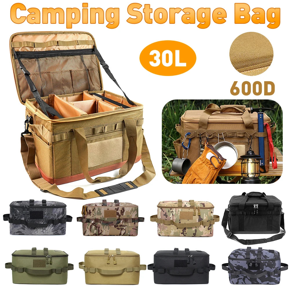 Camping Storage Bag Multi-Functional Outdoor Pack Heavy-Duty Cooking Gear Bag For Camping30L Multi-size Utility Camping Supplies
