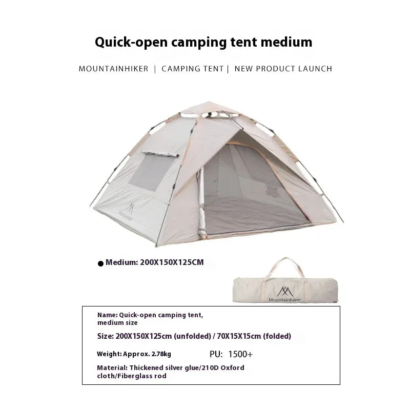 MOUNTAINHIKER Outdoor Tent – Fully Automatic, Quick-Opening, Rainproof & Sun-Resistant (3-4 Person)
