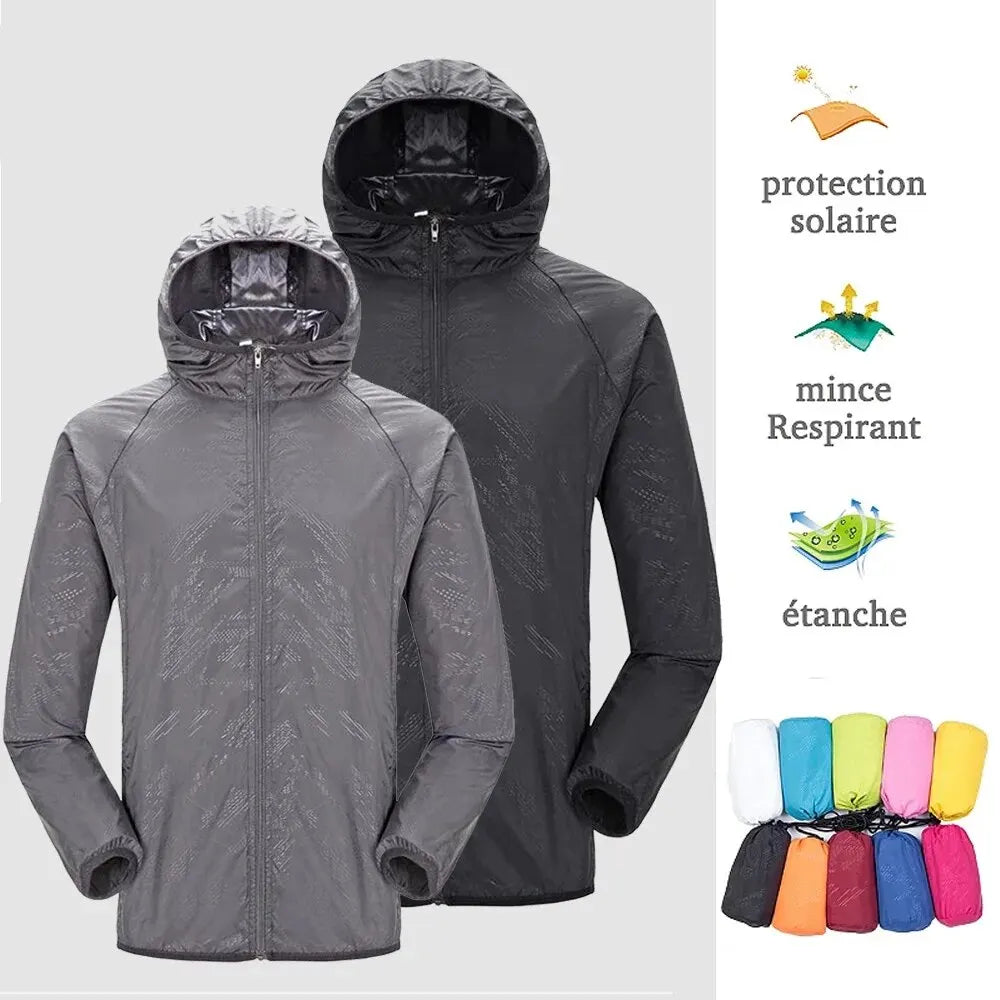 Camping Rain Jacket – Unisex Waterproof Sun Protection Windbreaker