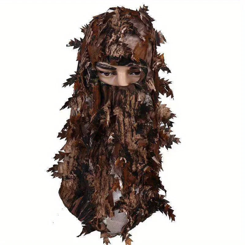 1pc 3D Camouflage Leafy Hat & Full Face Mask – Turkey Camo Hunting Gear
