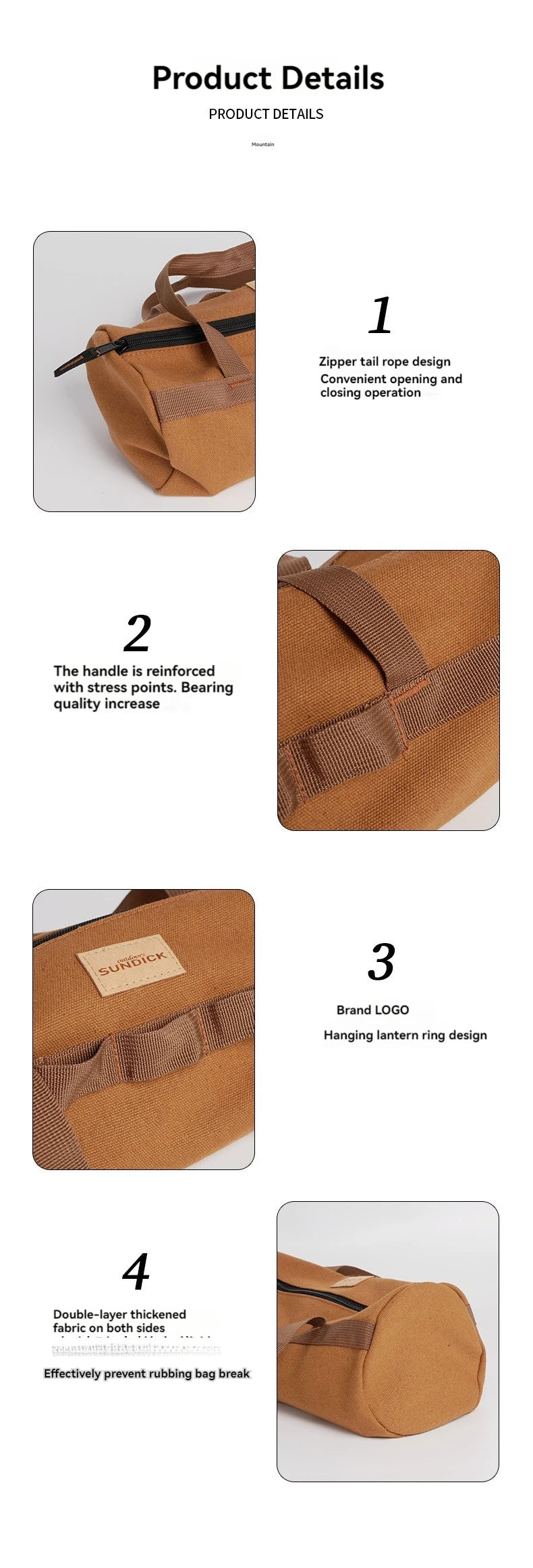 Camping Tent Ground Nail Bag Cylindrical Storage Backpack Portable Miscellaneous Pouch Outdoor Storage Toolkit Hiking Accessorie