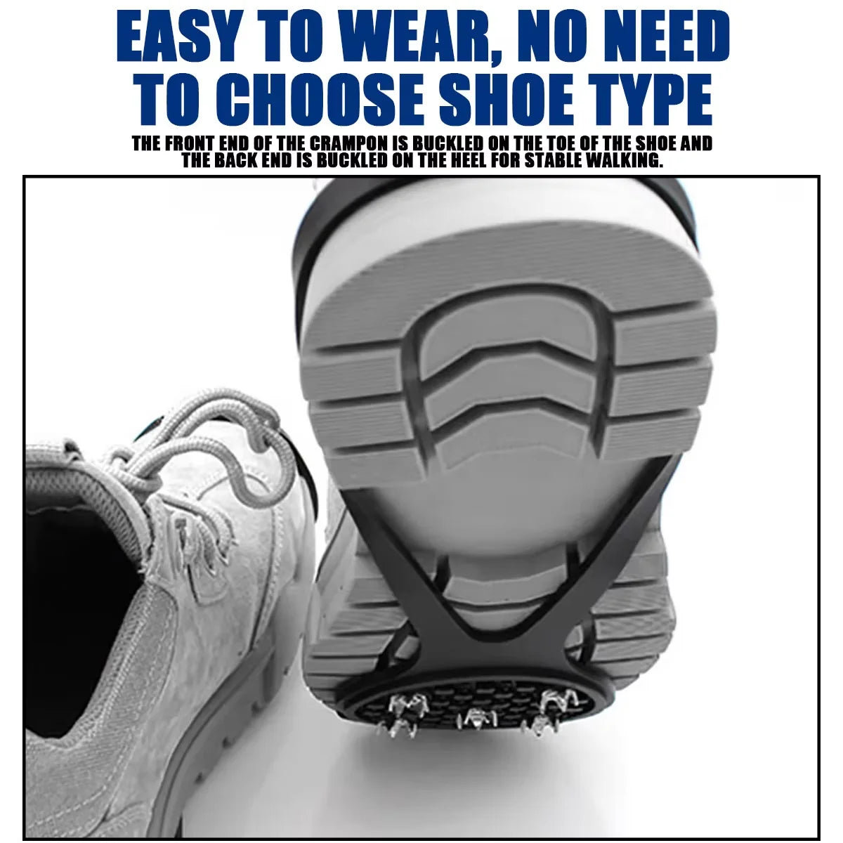 1 pair 5 Studs Anti-Skid Ice Snow Camping Walking Hiking Shoes Winter Safety Boots Universal Professional Climbing Crampons