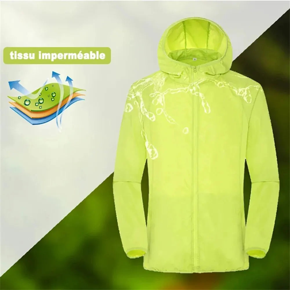Camping Rain Jacket – Unisex Waterproof Sun Protection Windbreaker