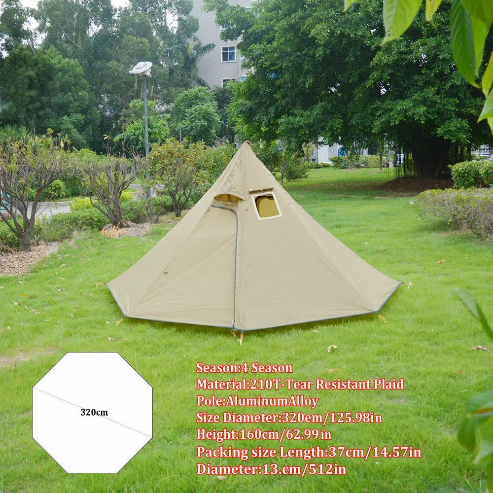 AeroPeak Silnylon Pyramid Tent – Ultralight Rodless Shelter for 3–4 People