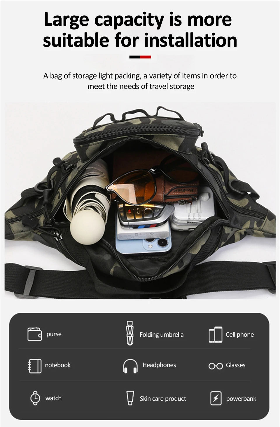 Camping Waist Chest Bag Multifuctional Outdoor Backpack Molle Fishing Lure Bag Shoulder Sling Fanny Pack Sports Hiking Bags