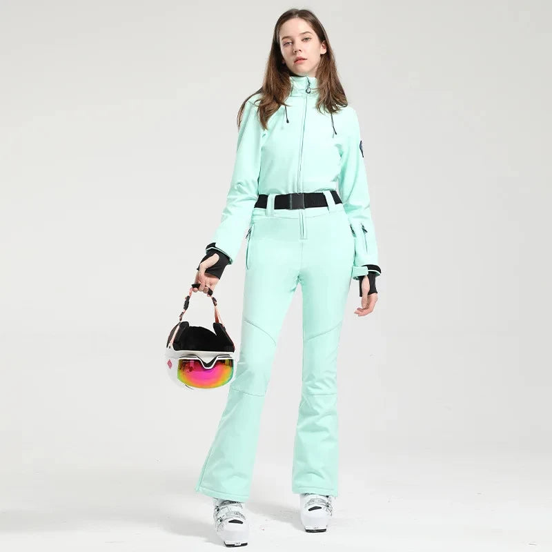 Women's Slim Fit Ski Jumpsuit – Winter One-Piece Snow Suit