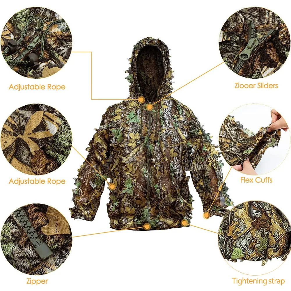 Ghillie Suit for Men, Women & Kids – 3D Leafy Bionic Camouflage