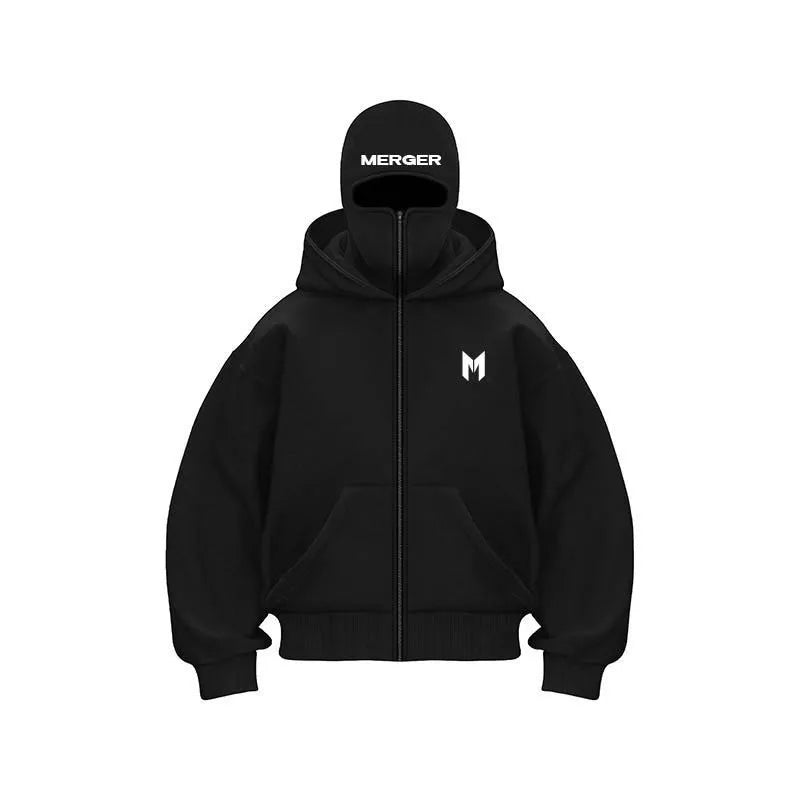 ShadowNinja – Y2K Gothic Double-Hood Winter Hoodie