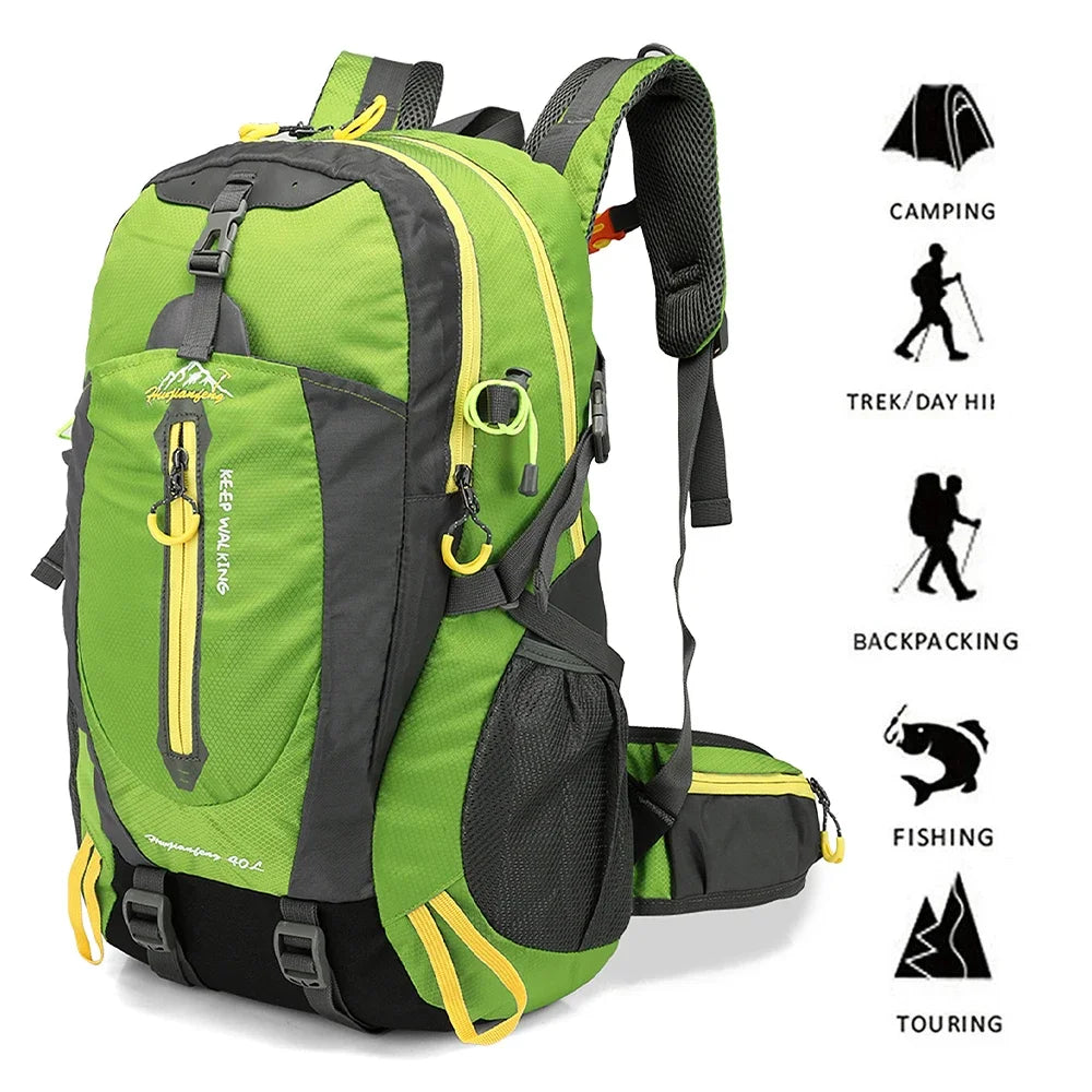 40L waterproof travel backpack, camping and hiking laptop bag, hiking backpack, men's and women's hiking backpack