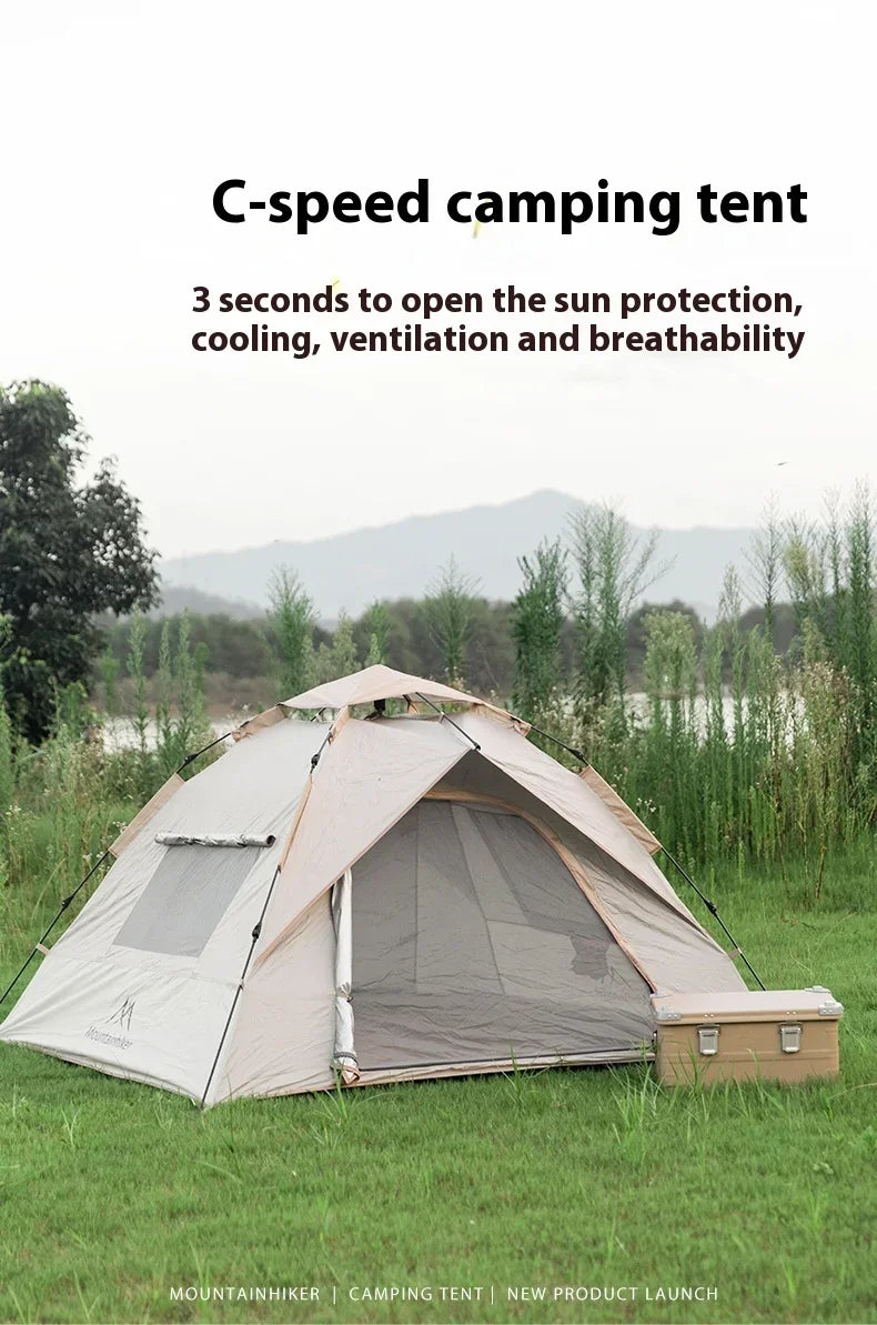 MOUNTAINHIKER Outdoor Tent – Fully Automatic, Quick-Opening, Rainproof & Sun-Resistant (3-4 Person)