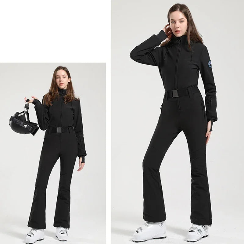 Women's Slim Fit Ski Jumpsuit – Winter One-Piece Snow Suit