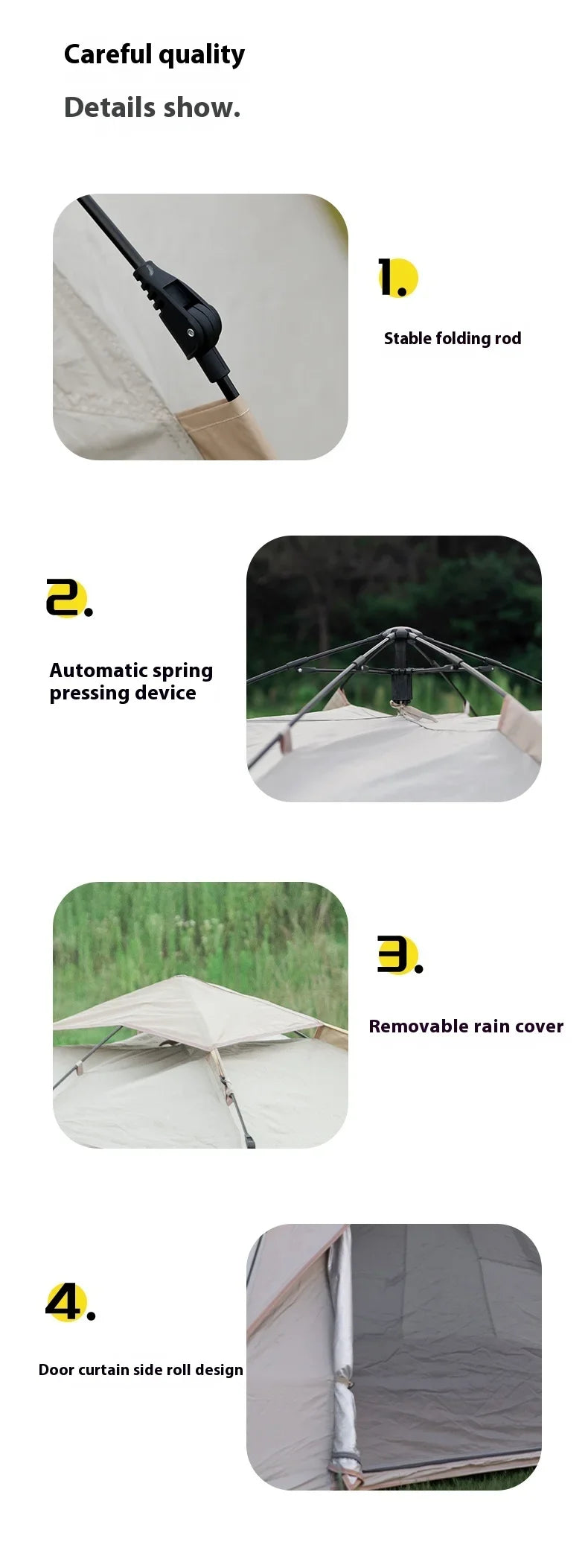 MOUNTAINHIKER Outdoor Tent – Fully Automatic, Quick-Opening, Rainproof & Sun-Resistant (3-4 Person)