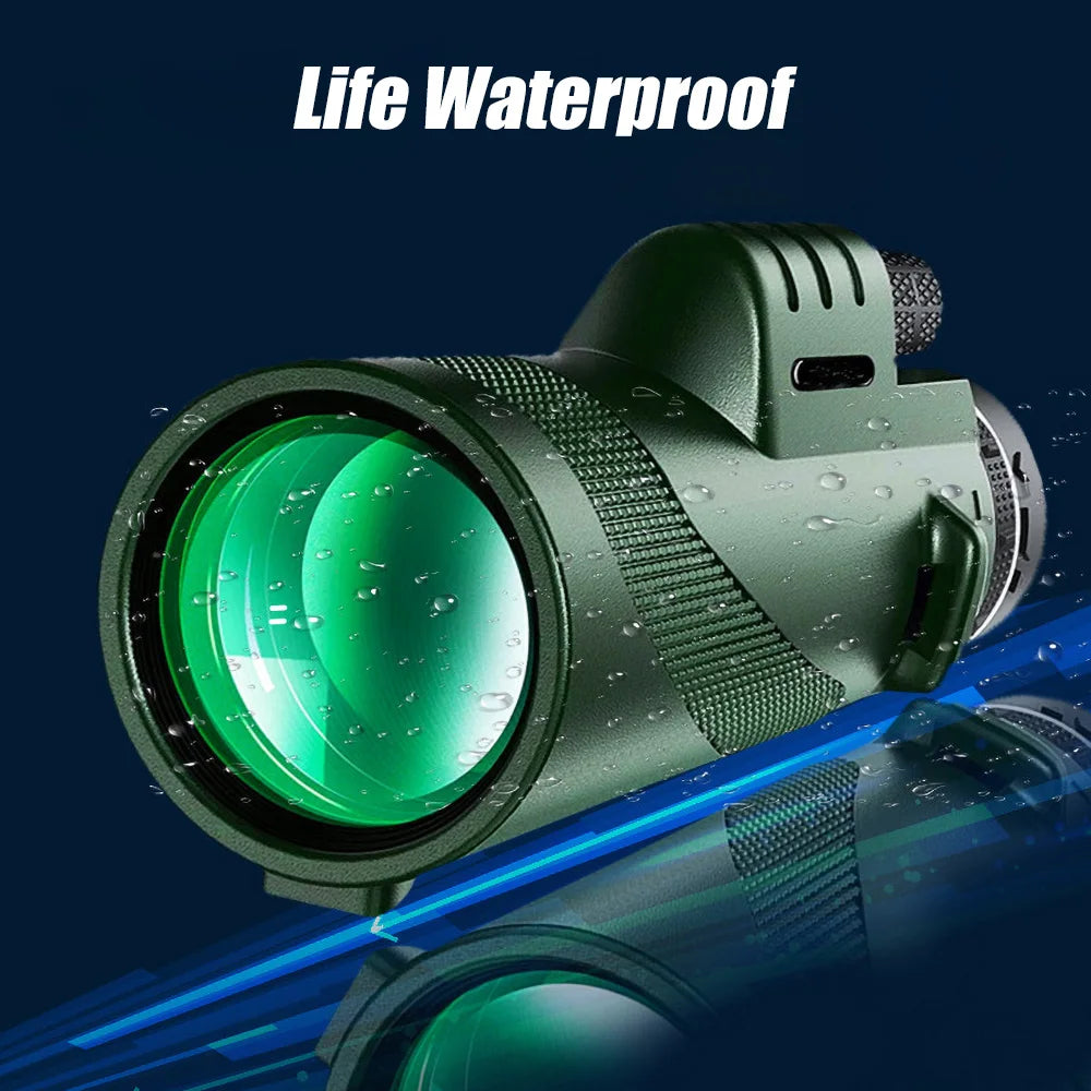 80x100 HD ZOOM Powerful Monocular Telescope Portable Binoculars Long Range Telescope Hunting Camping With Tripod Phone Clip